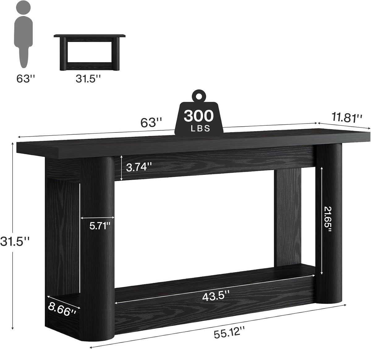 Tribesigns 63" Modern Console Table, Narrow Long Sofa Table Behind Couch