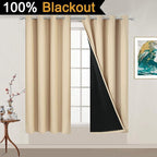 Yakamok Beige 100% Blackout Curtains - Image 2