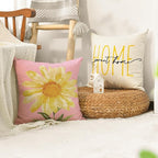 AVOIN colorlife Home Sweet Home Spring Summer Flowers Pink Throw Pillow Covers - Image 5