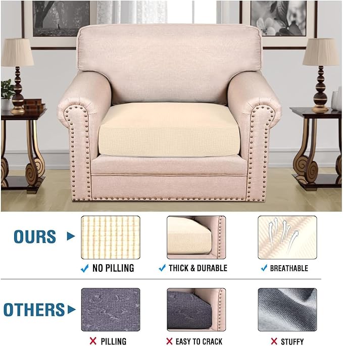H.VERSAILTEX Super Stretch Individual Seat Cushion Covers Sofa Covers Couch - Image 2