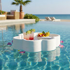 Floating Flower Tray, Single Piece, Lightweight Serving Holder for Drinks Snacks Small Items, Ideal for Summer Relaxation Outdoor Poolside Lounging Beach Parties and Gift Giving - 19.5" 12L White