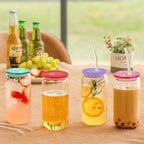 36-Pack Colorful Acrylic Cup Lids with Straw Hole - Spill-Proof Reusable Covers for 16oz Glasses & Tumblers - Perfect for Iced Coffee, Beer, Beverages