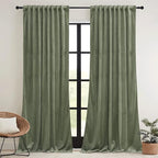 RYB HOME Sage Green Velvet Curtains 102 inches - Image 2