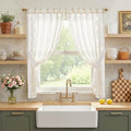 jinchan Belrose Linen Floral Cafe Curtains 54 Inch Length Embroidered Farmhouse by JINCHAN