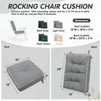 YZ HOME Jumbo Rocking Chair Cushion with Memory Foam for Outdoor/Indoor,Set of Thicken Seat & Back Chair Cushions with Ties,Non-Slip Chair Pad for Rocker,Light Grey,28 * 18 * 5/18x18x5 of 2 piece