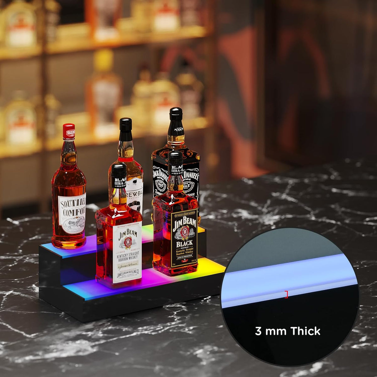 Dethan 2 Tier 15 Inch Liquor Bottle Display Shelf with App & Remote Control