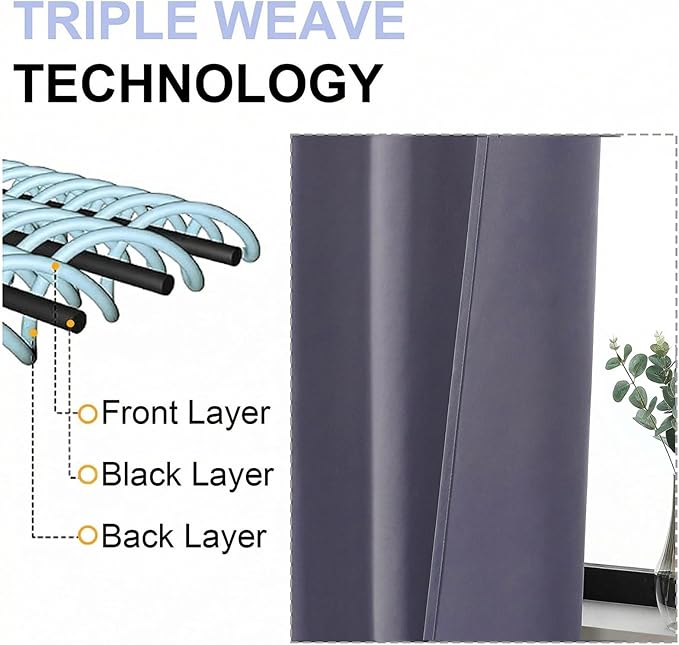 Simplebrand Ava Greyish Purple Blackout Curtains - Image 5