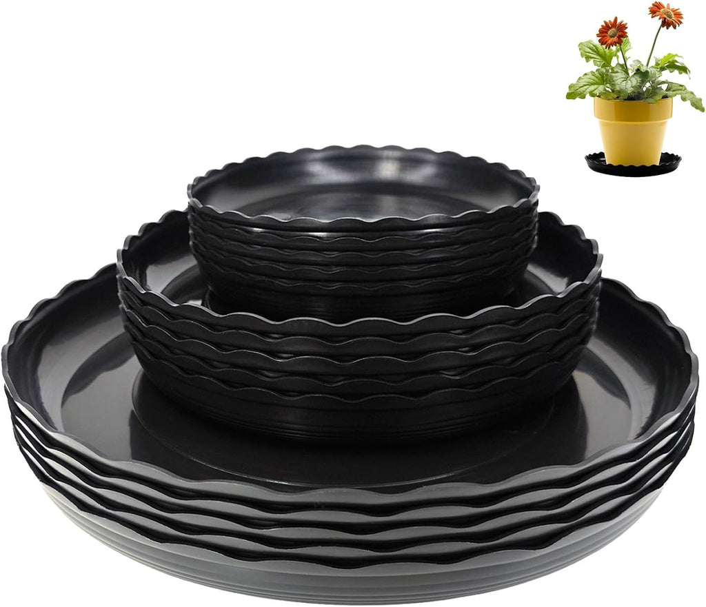 15 Pcs Plastic White Round Wave Plant Saucer,6 Inch/8 Inch/10 Inch,Durable Duty Flower Plant Pot Drip Tray Container for Home Garden Indoor and Out Door Plant