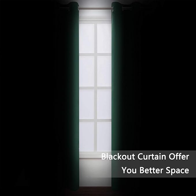 LEMOMO Green Blackout Curtains 34 x 84 Inch Length/Set of 2 Curtain - Image 3