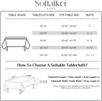 Softalker Gingham Rectangle Tablecloth with Tassel, Beige Cream, 55" x 84"