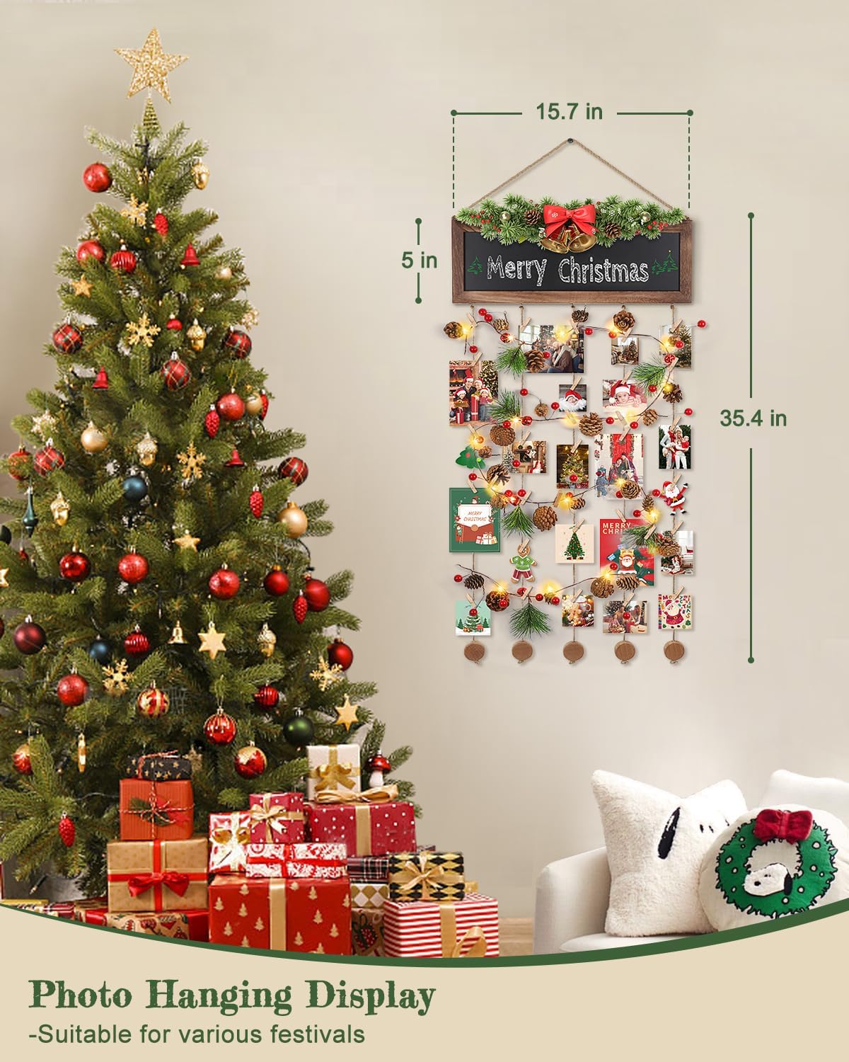 Bikoney Picture Frames Collage Photo Hanging Display with Chalkboard
