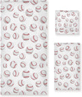 Naanle Stylish Baseball Lace Pattern Soft Luxury Decorative Set of 3 Towels, 1 Bath Towel+1 Hand Towel+1 Washcloth, Multipurpose for Bathroom, Hotel, Gym, Spa and Kitchen