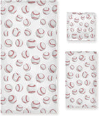 Naanle Stylish Baseball Lace Pattern Soft Luxury Decorative Set of 3 Towels, 1 Bath Towel+1 Hand Towel+1 Washcloth, Multipurpose for Bathroom, Hotel, Gym, Spa and Kitchen
