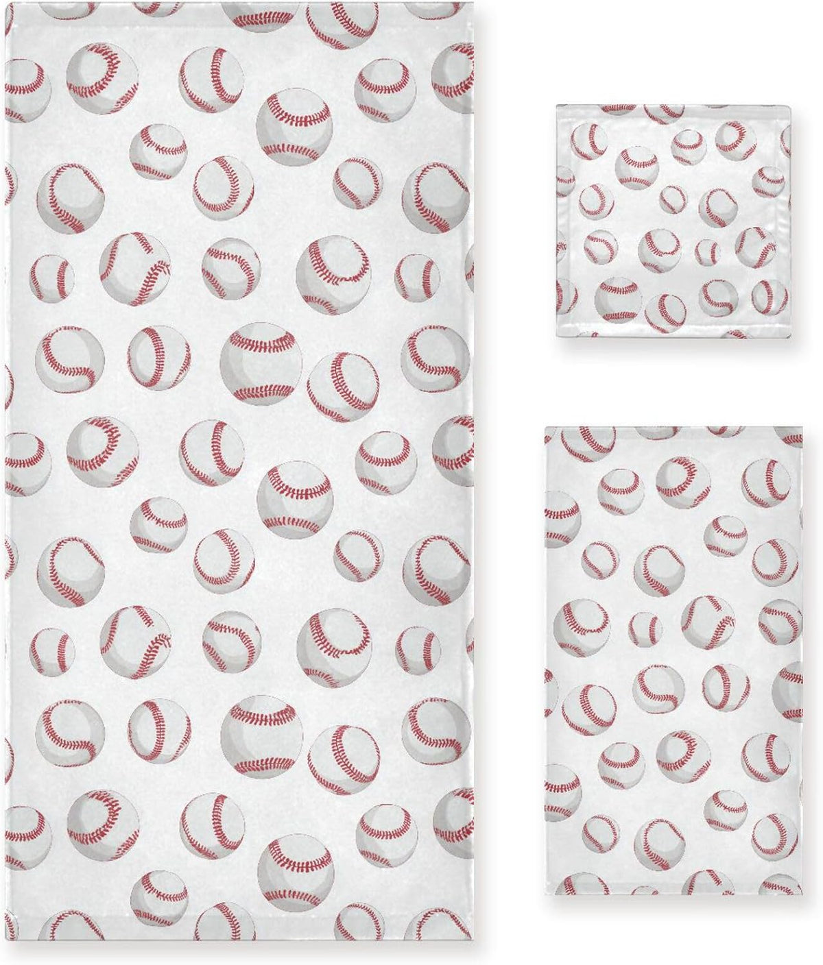 Naanle Stylish Baseball Lace Pattern Soft Luxury Decorative Set of 3 Towels, 1 Bath Towel+1 Hand Towel+1 Washcloth, Multipurpose for Bathroom, Hotel, Gym, Spa and Kitchen