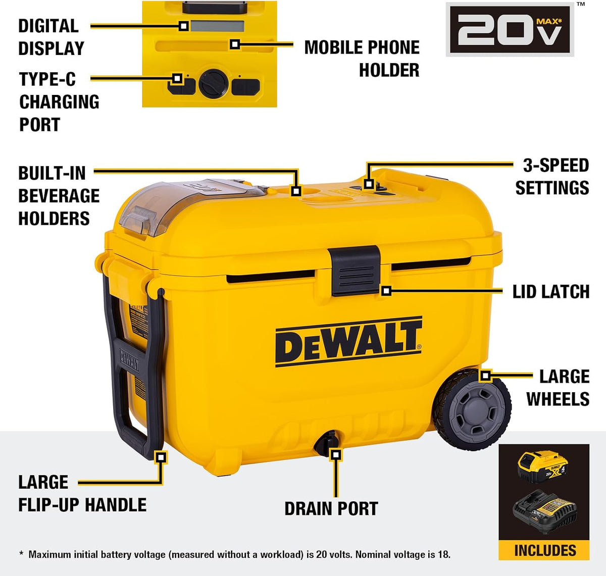DEWALT Evaporative Air Cooler with Battery & Charger, DXACN01A
