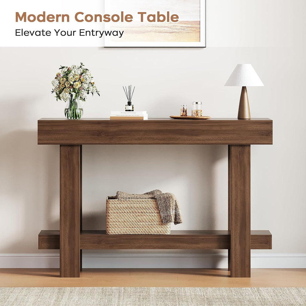 Console Table for Entryway, 47.2" Narrow Farmhouse Sofa Table Walnut