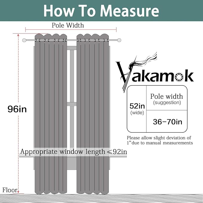 Yakamok Aqua Curtains 96 Inch Length Blackout Room Darkening Drapes Thermal - Image 7