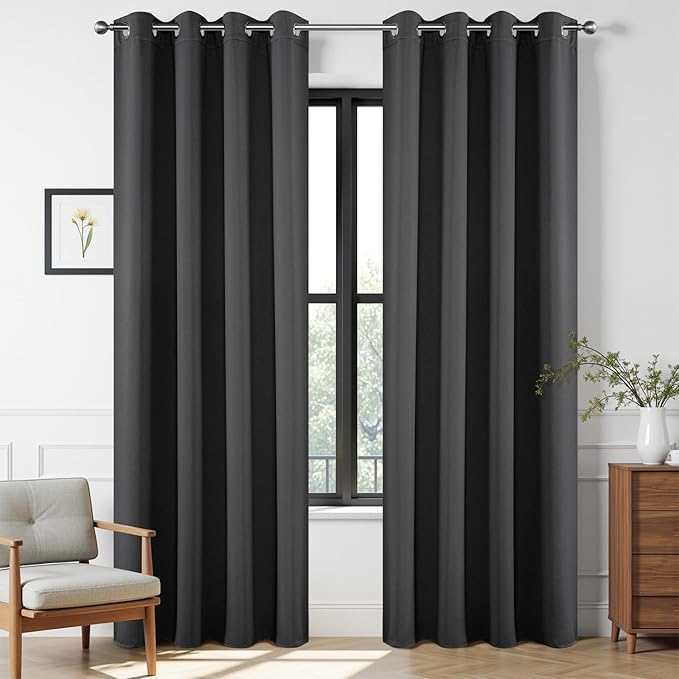 Joydeco Grey Curtains 84 Inch Long, Room Divider Blackout Curtains by JOYDECO