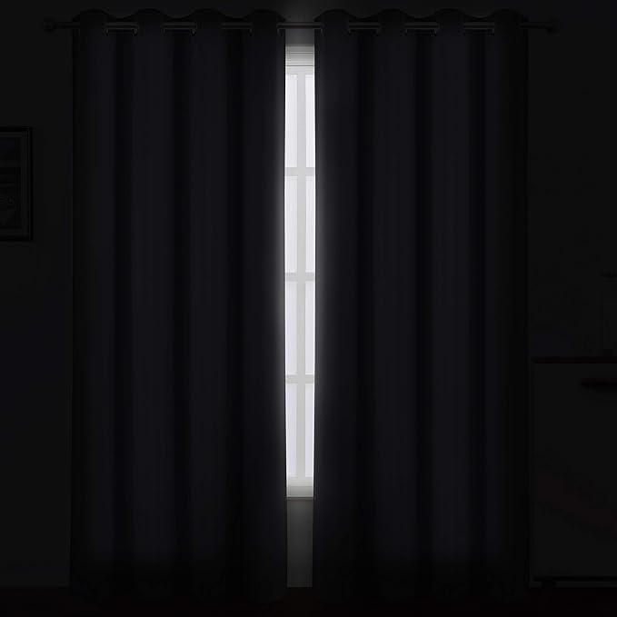 LEMOMO Blackout Curtains 66 x 84 inch/Grey Curtains Set of 2 Panels/Thermal - Image 3