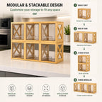 Bamboo Snack & Pantry Organizer, Stackable Pull-Out Drawers, 2 Pack