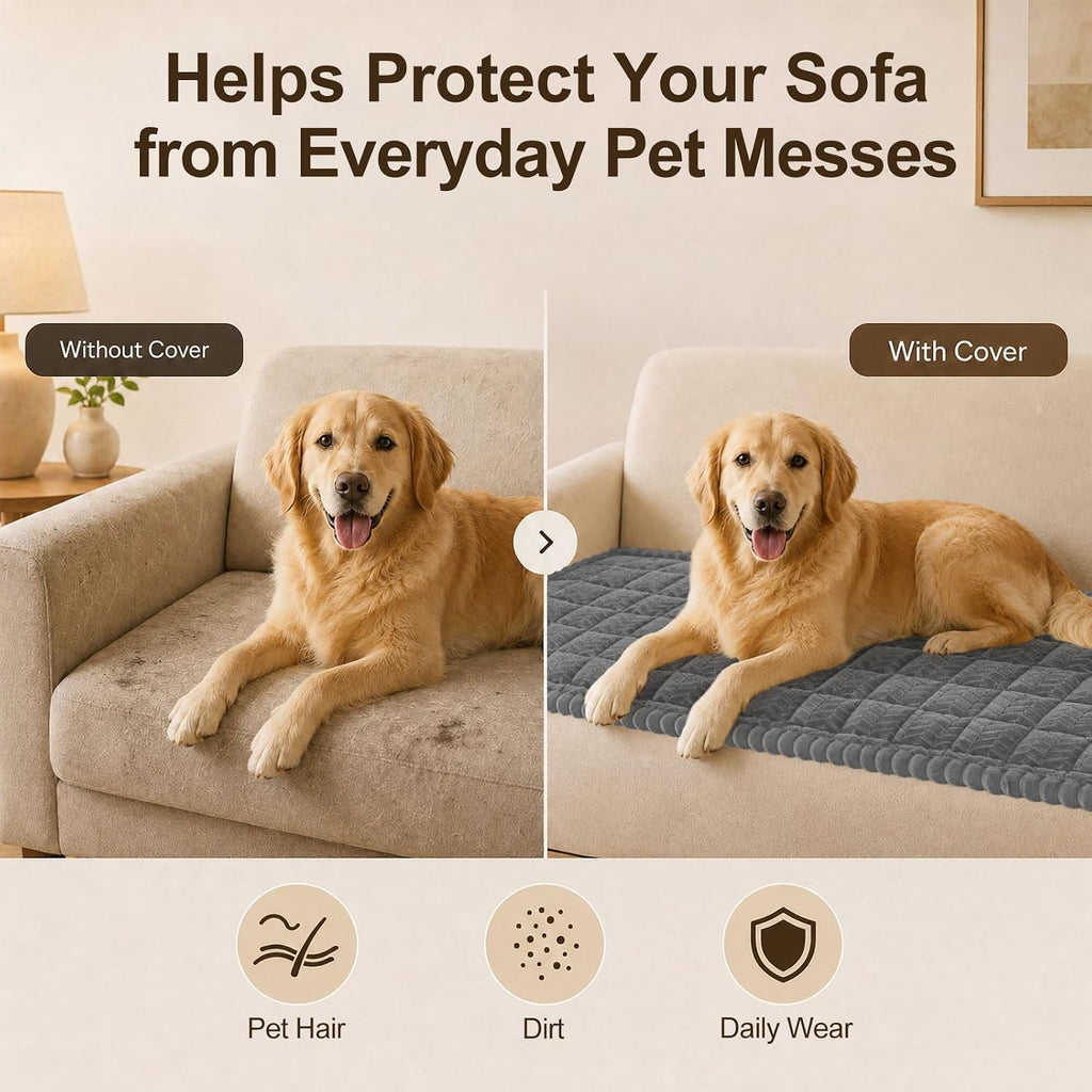 decorUhome Couch Cover for Dogs, Non-Slip Plush Thick Pet Couch Protector
