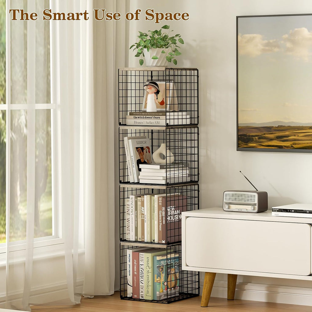 Dmevkic 2 Cube Small Bookcase,Bookshelf for Small Spaces Book Shelf,12.2 x 12.2 x 12.2, DIY Variable Stackable Cube Storage for Living Room,Office,Bedroom