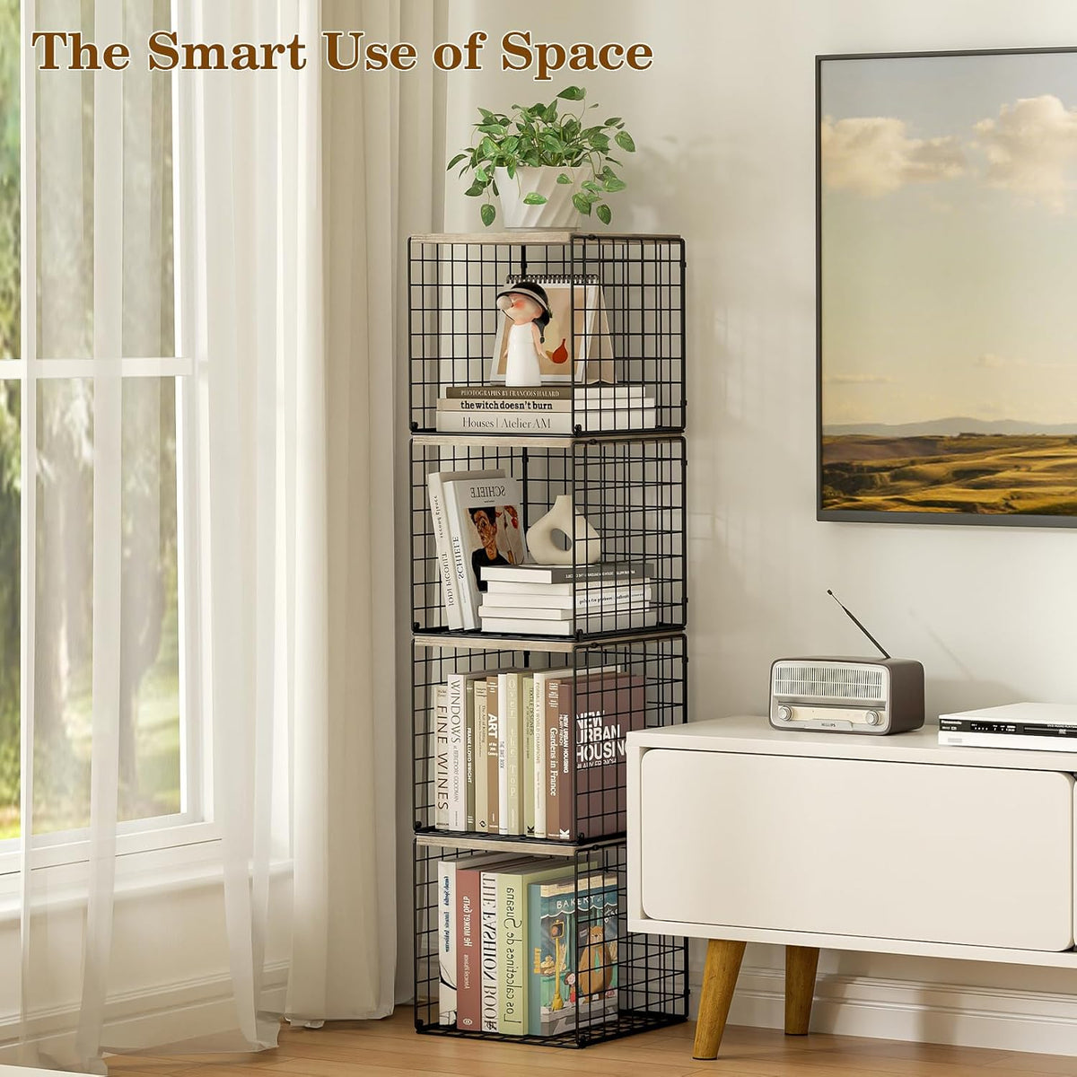 Dmevkic 2 Cube Small Bookcase,Bookshelf for Small Spaces Book Shelf,12.2 x 12.2 x 12.2, DIY Variable Stackable Cube Storage for Living Room,Office,Bedroom