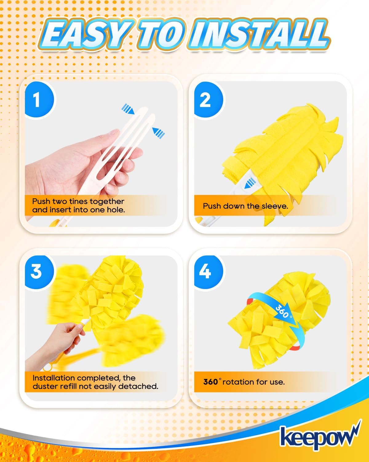 KEEPOW 4+1 Pcs Pads Compatible with Swiffer Reusable Pads with Handle Set