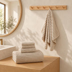 6 Piece Bath Towel Set, 30"x60" Microfiber Towels, Beige