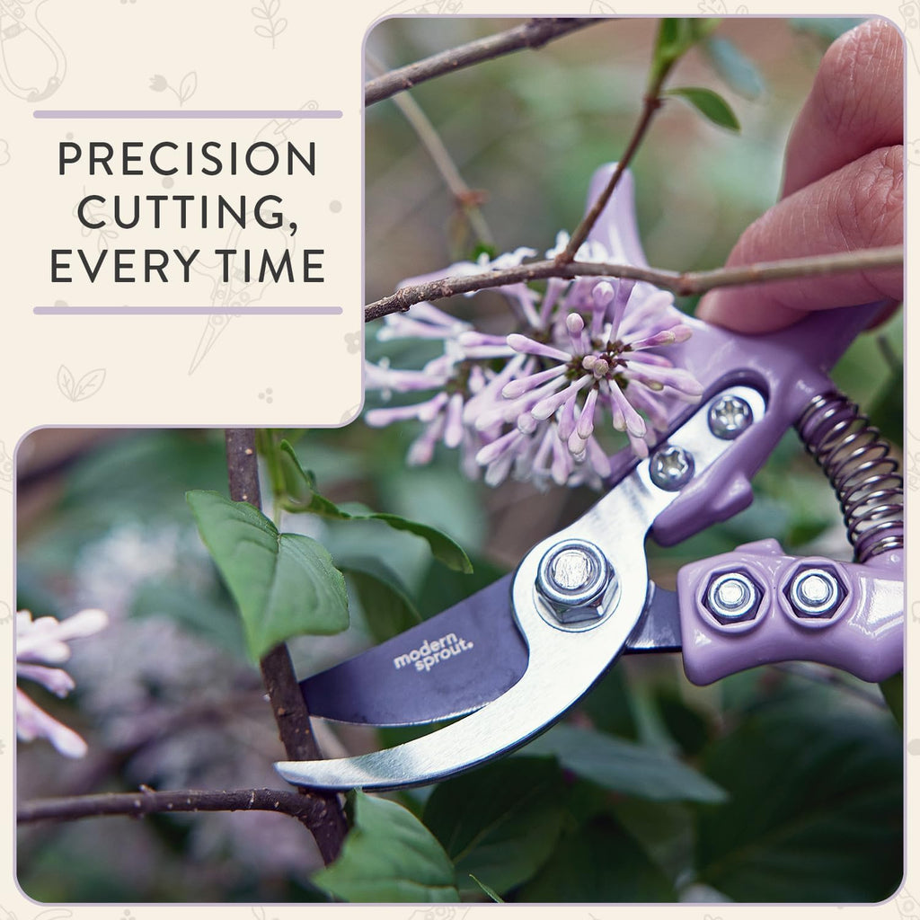 Modern Sprout Bypass Hand Pruners - Scissors - Gardening Tools - Lavender