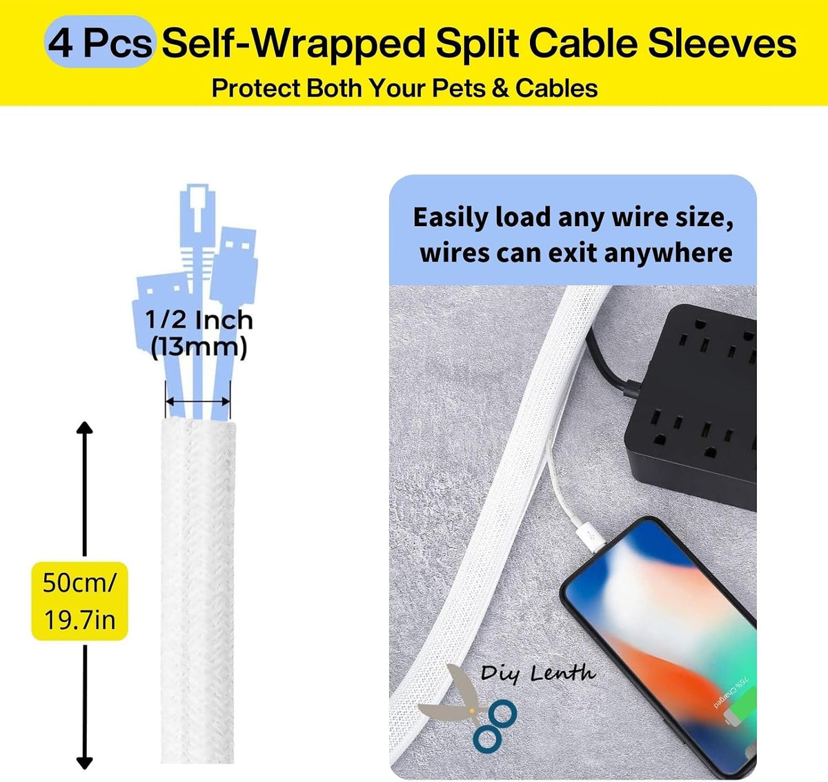 [313Pcs] Cable Management Kit, Reusable Computer Desk Cord Organizer, White