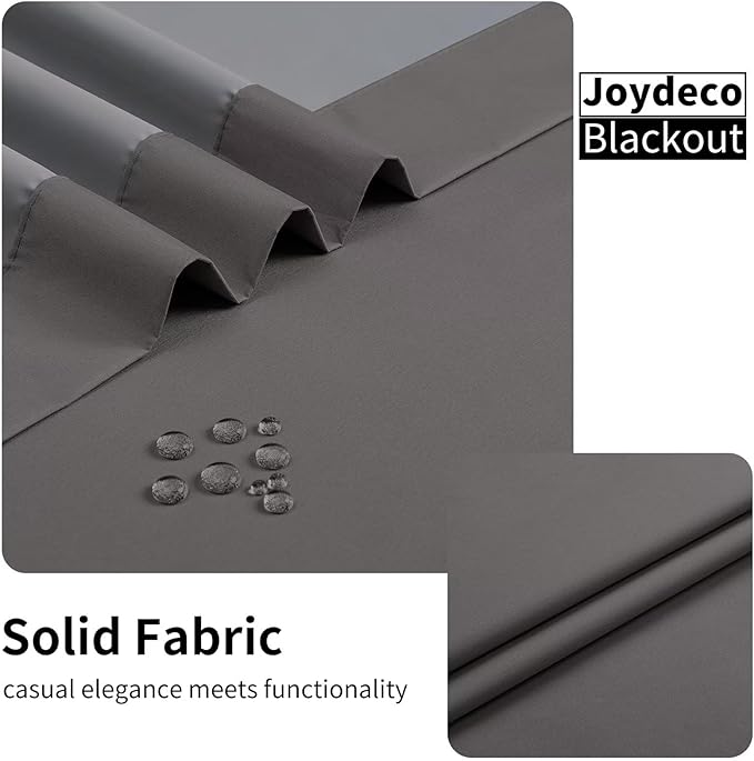 Joydeco Dark Grey Blackout Curtains 63 Inch Length - Image 3