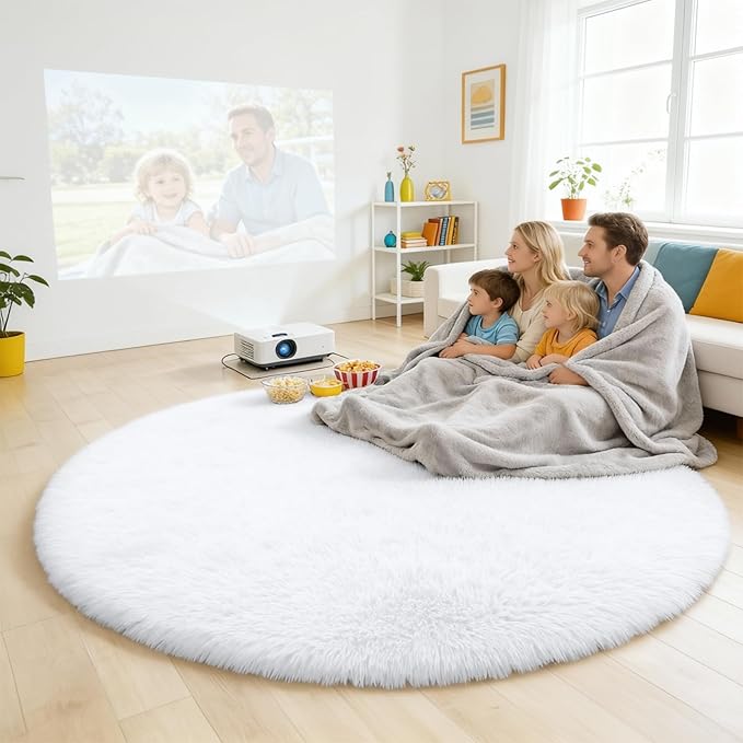 OLANLY White Round Rugs for Bedroom - Image 8