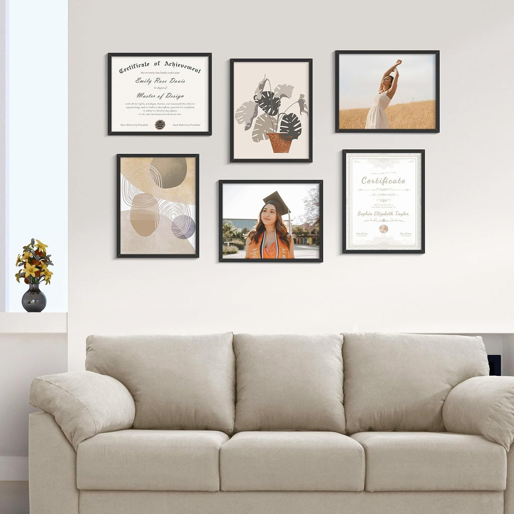 8.5x11 Picture Frame 5 Pack, Black Certificate Document Frames