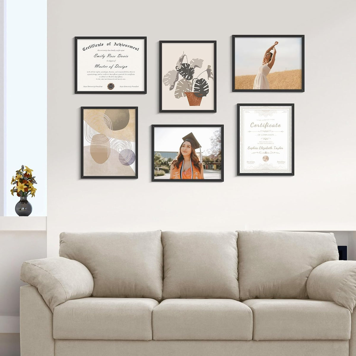 8.5x11 Picture Frame 5 Pack, Black Certificate Document Frames