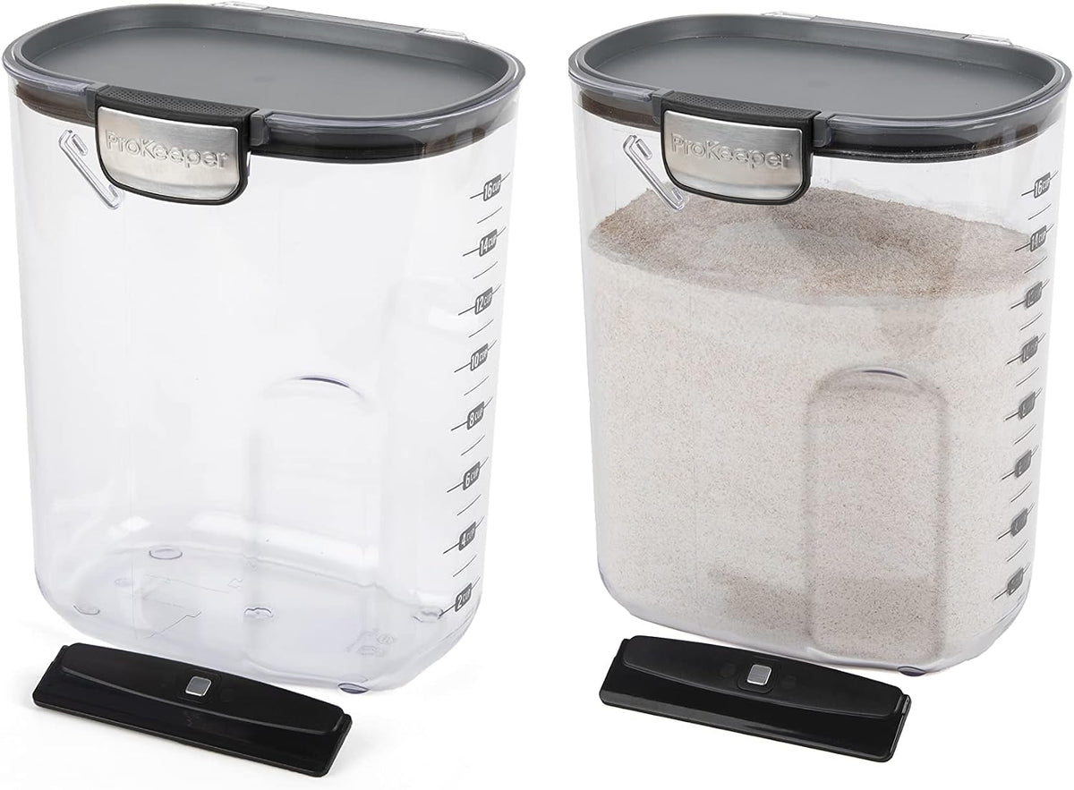 Progressive International ProKeeper+ Clear Plastic Airtight Food Baker's Kitchen Storage Organization Container Canister Set with Magnetic Accessories, 2- Piece Set (Pasta 2.4-Quart)