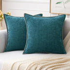 MIULEE Pack of 2 Couch Throw Pillow Covers 18x18 Inch Dark Teal Farmhouse by MIULEE