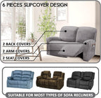 ULTICOR Reclining Love Seat Slipcover, 6-Piece Velvet Stretch Loveseat - Image 2