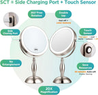 20x Magnifying Mirror with Light-Brushed Nickel