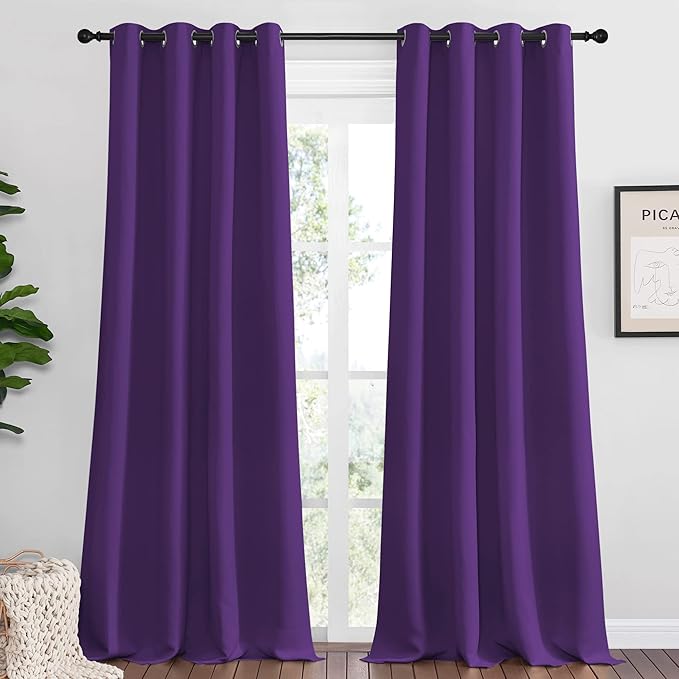 NICETOWN Purple Blackout Curtains 90 inches Long, Niose Reducing and Thermal by NICETOWN