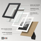 VCK 8x10 Picture Frame 3 Pack, Black Solid Wood, Real Glass, for Photo