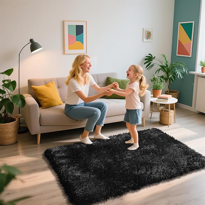 Shag Area Rug for Bedroom 3x5, Soft Fuzzy Rug Non-Shedding Indoor Plush Carpet - Image 2