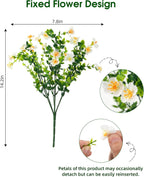 Outdoor Fake Flowers, Artificial Flowers for Outdoors, 12 Bundles Faux Plants with Silk White Flowers for Porch Decor Garden Patio Home Aesthetic