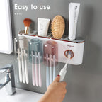 iHave Toothbrush Holders for Bathrooms Wall Mounted with Dispenser & 3 Cups