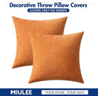 MIULEE Pack of 2 Orange Throw Pillow Covers 20x20 Inch Soft Chenille Pillow - Image 6