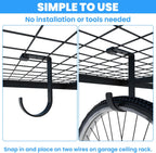 6 Pack Heavy Duty Bike Hooks for Garage Ceiling, Garage Ceiling Hooks with Screws, 70 lbs Capacity Each, Strong Iron Construction for Overhead Organization