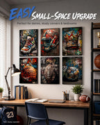 Sports Graffiti Wall Art, Basketball Football Wall Decor, Set of 6,8x10 in