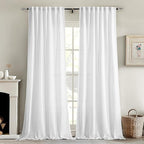 MIULEE White Linen Curtains 94 Inch Long 2 Panels by MIULEE