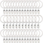 40 Pack Metal Curtain Rings with Clips, Drapery Clips Hooks, Decorative Curtain Rod Clips 1.5 in Interior Diameter, Rustproof White
