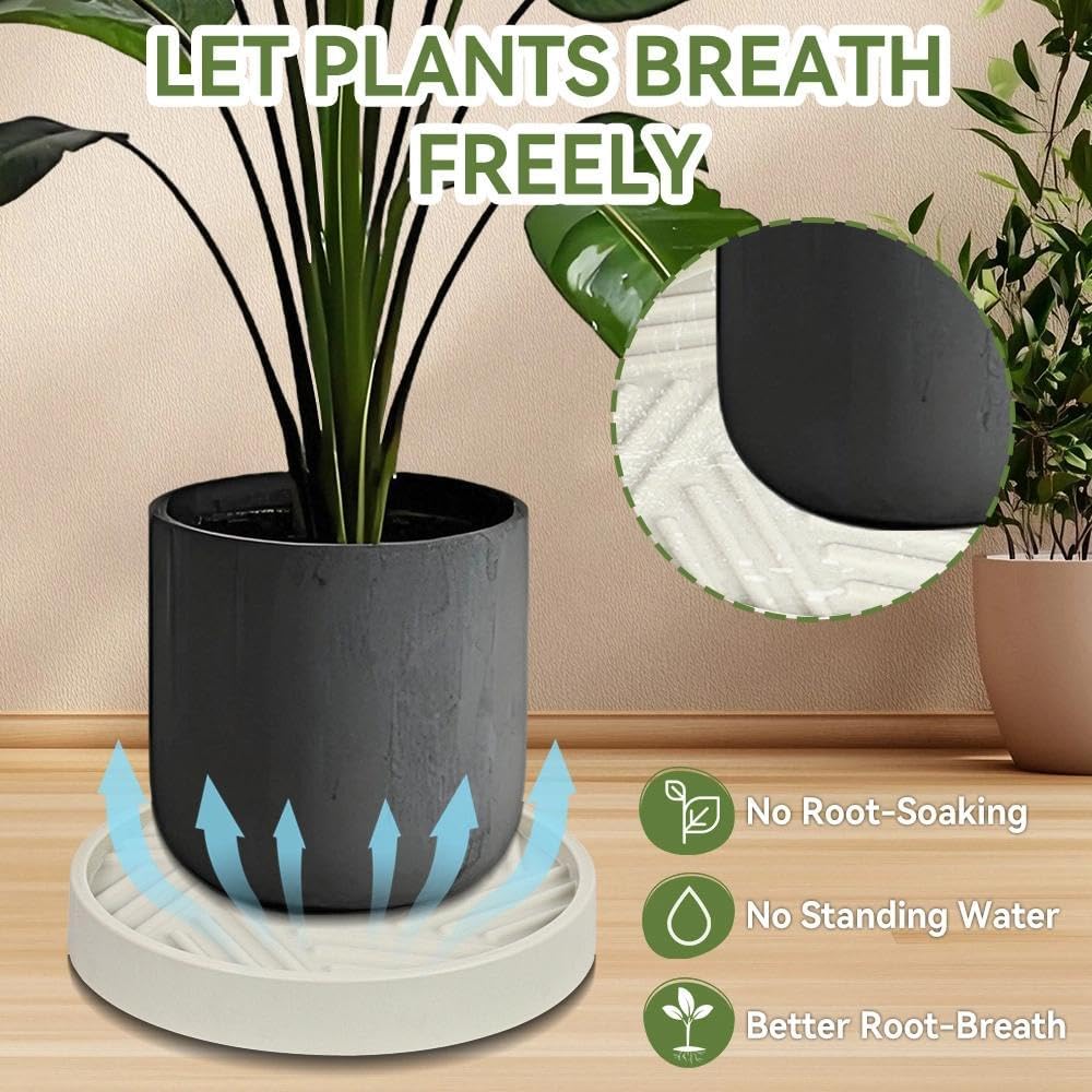 1 Pcs Plant Caddy with Wheels 13.5 Inch Hidden Wheels Heavy Duty Rolling Plant Stand, Indoor Outdoor Plant Saucer Tray with $9.9 Garden Tools (Beige)